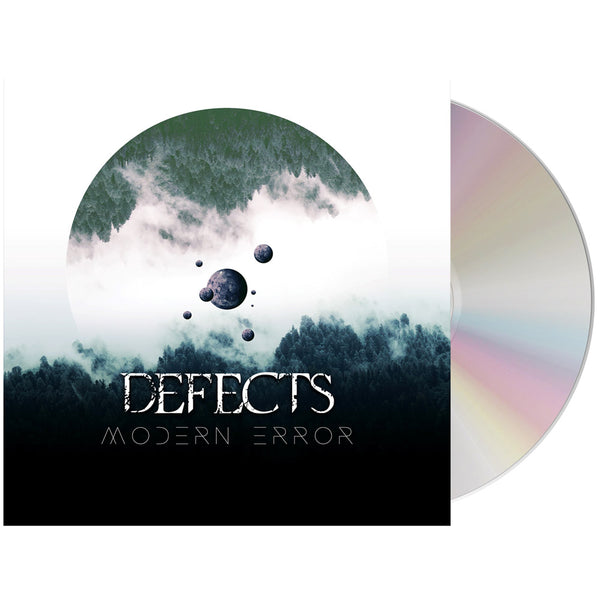 CD or vinyl record album cover featuring a surreal forest landscape with floating spheres and the text ’DEFECTS MODERN ERROR’.