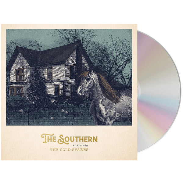 CD album cover featuring a vintage-style photograph of a horse in front of an old house.