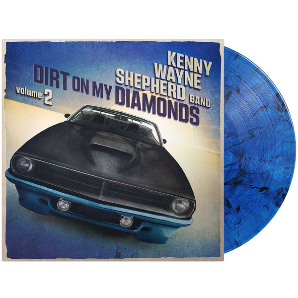 Vinyl record album cover featuring a classic muscle car and titled ’Dirt on My Diamonds’ by Kenny Wayne Shepherd Band.